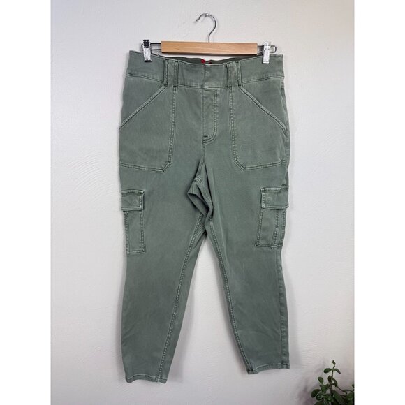 SPANX Pants - Spanx‎ Womens Green Twill Stretch Cargo Ankle Pants Size 1XP Army Spring Pockets